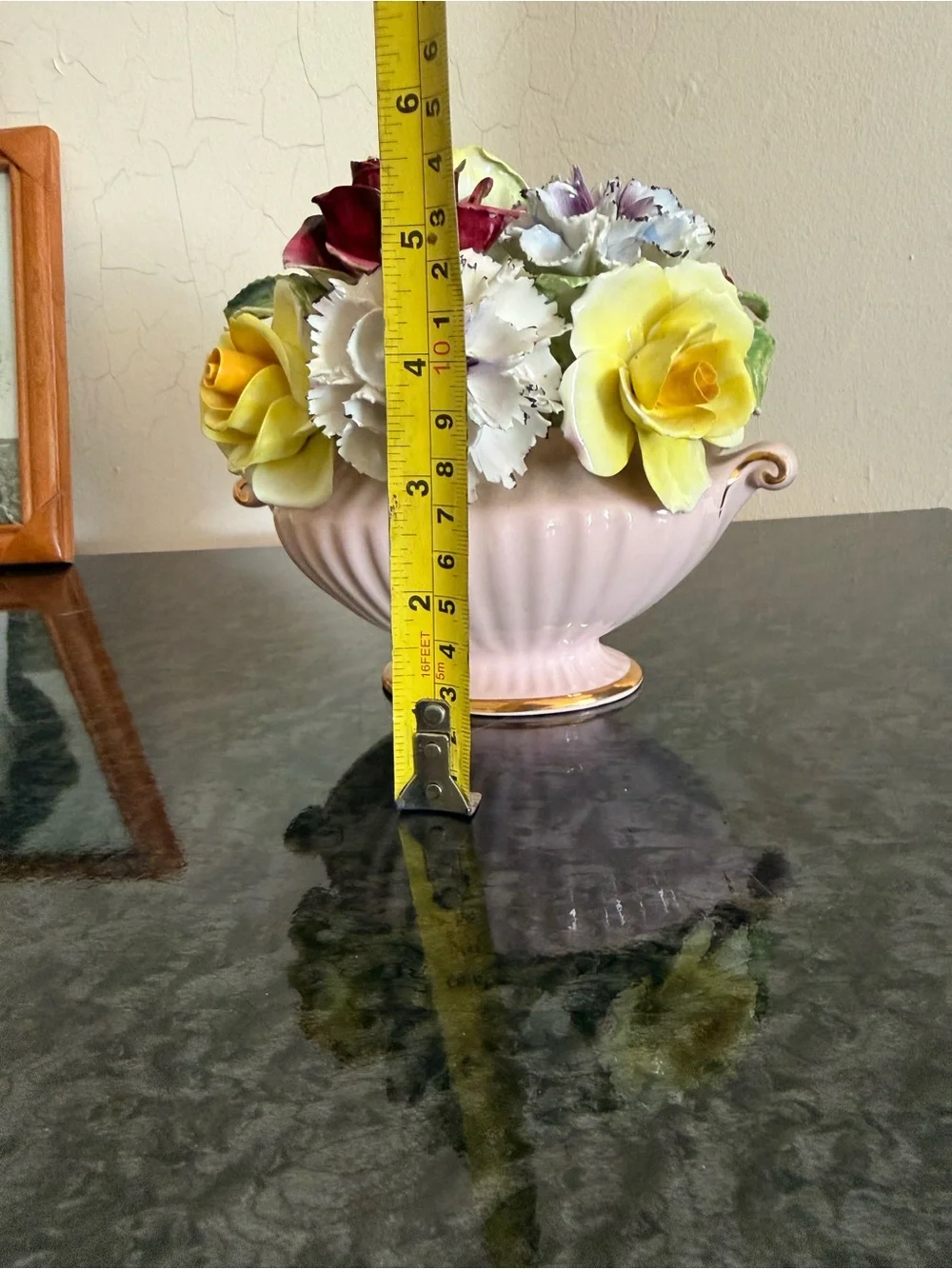 Vintage Radnor England Porcelain Pink Footed Floral Vase with Blossoms